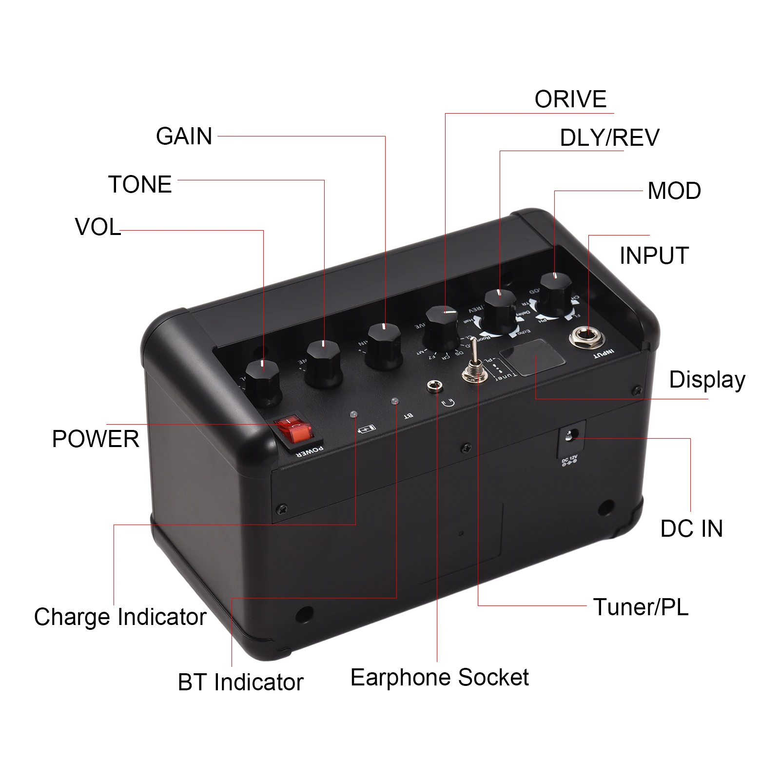 Rowin Electric Guitar Amp 15W Wireless BT Guitar Speaker Acoustic Guitar Amp with Tuning Function 8 Sound Effects for Recording