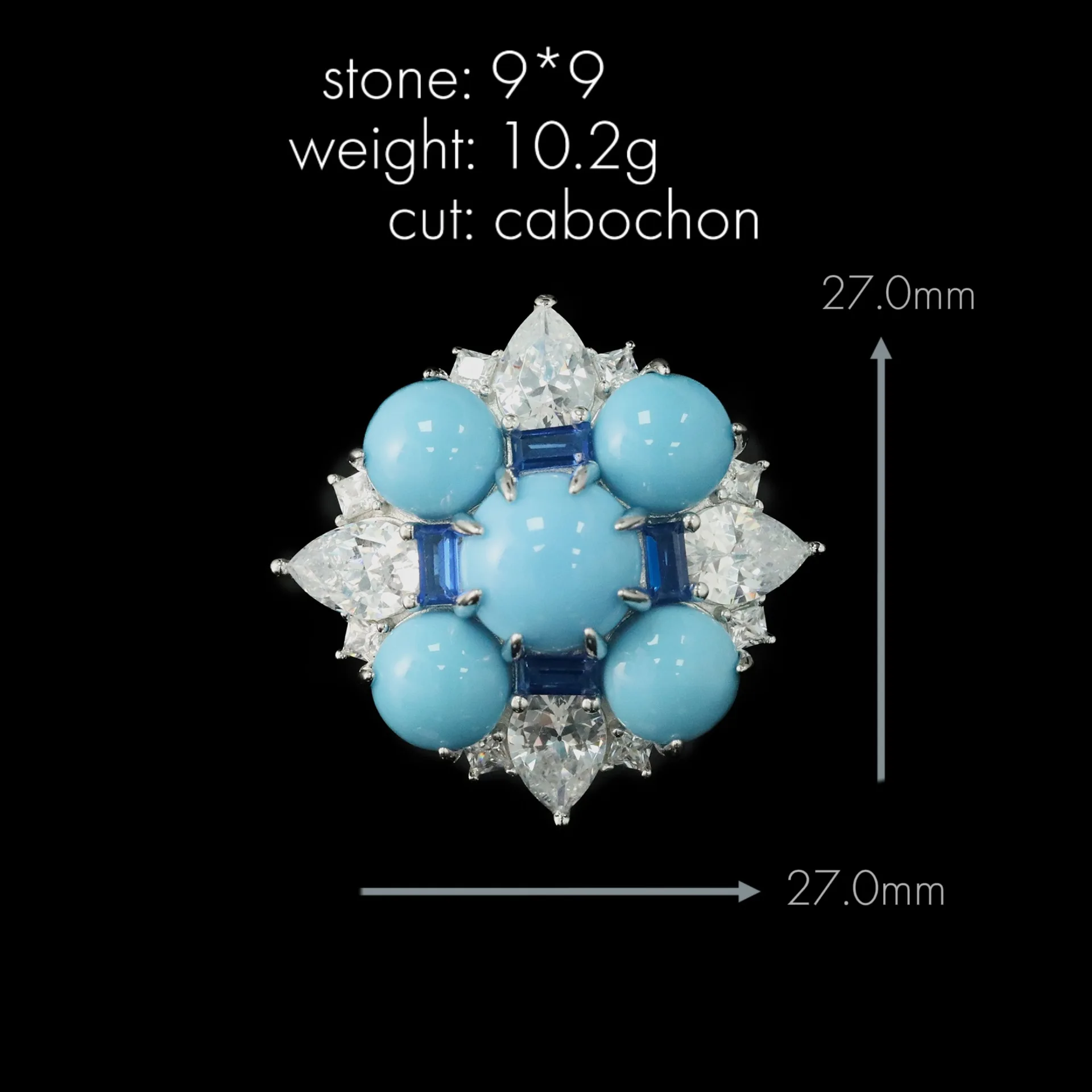 KQDANCE Hand Make 925 Sterling Silver Blue Turquoise High Carbon Diamond Gemstone Rings For Women Fine Jewelry Anniversary Gifts