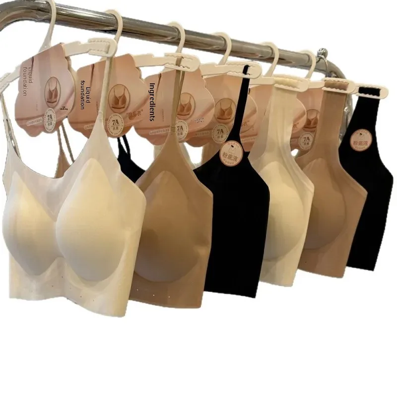 KUCLUT Ice Skin Foundation Liquid Ultra Thin Soft Support Vest Seamless Fixed Cup Anti Exposure Tube Top Bra for Women view 5