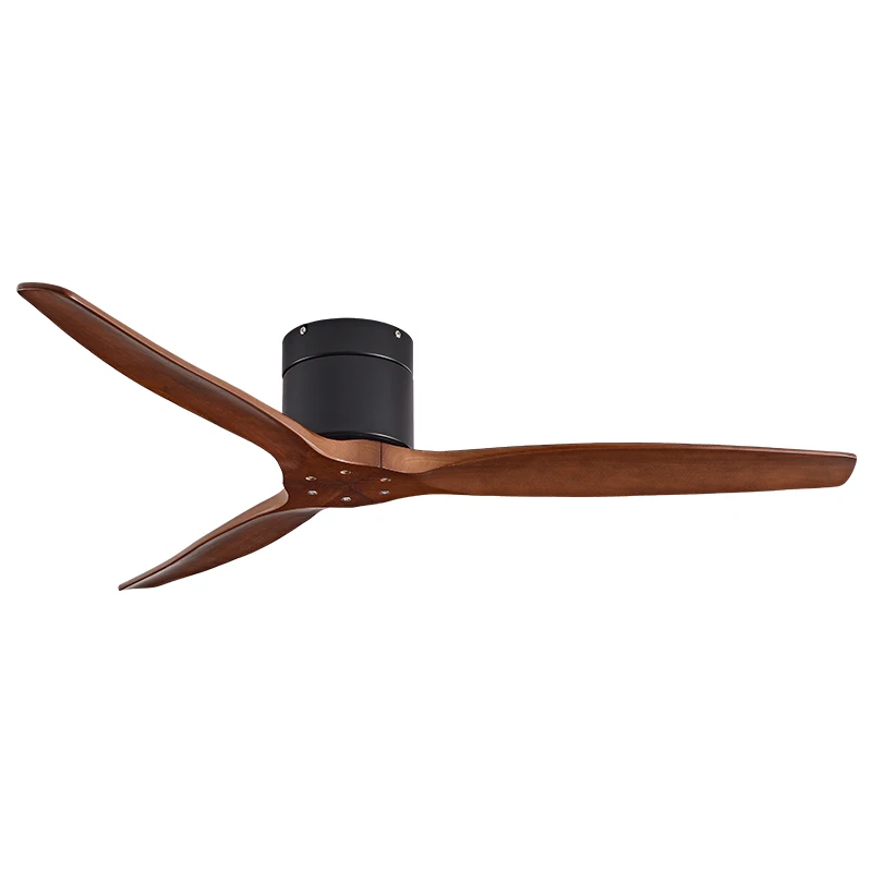 42/52/60 Inch Ceiling Fan 3 Wooden Blades Vintage Industrial Wood Ventilator with Remote Control for Coffee Shop, Home
