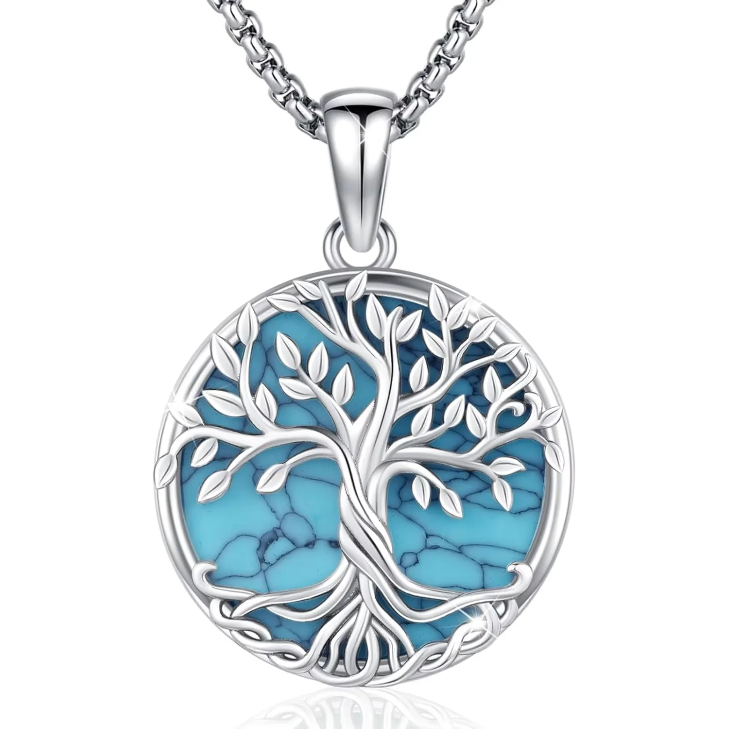 

Ожерелье из стерлингового серебра 925 пробы «Древо жизни», кулон, бирюзовый кельтский узел, семейное дерево, ювелирные изделия для мужчин и женщин, подарок на день отца