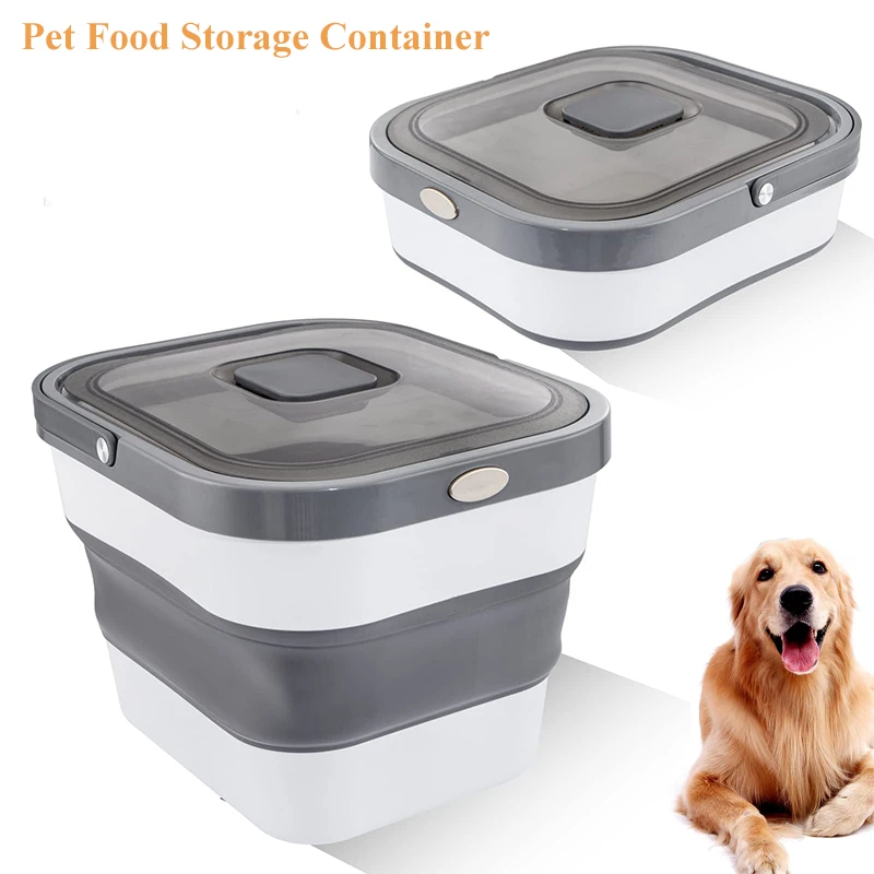 Pet Food Storage Container, 10KG Collapsible Airtight Dog Cat Food Storage Bin with Measuring Cup