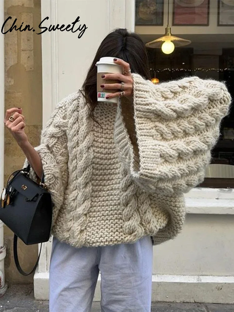 Cozy High Neck Knit Pullover Women Casual Pleated Round Neck Kint Solid Sweater Female 2024 Autumn Winter Street Lady Sweaters