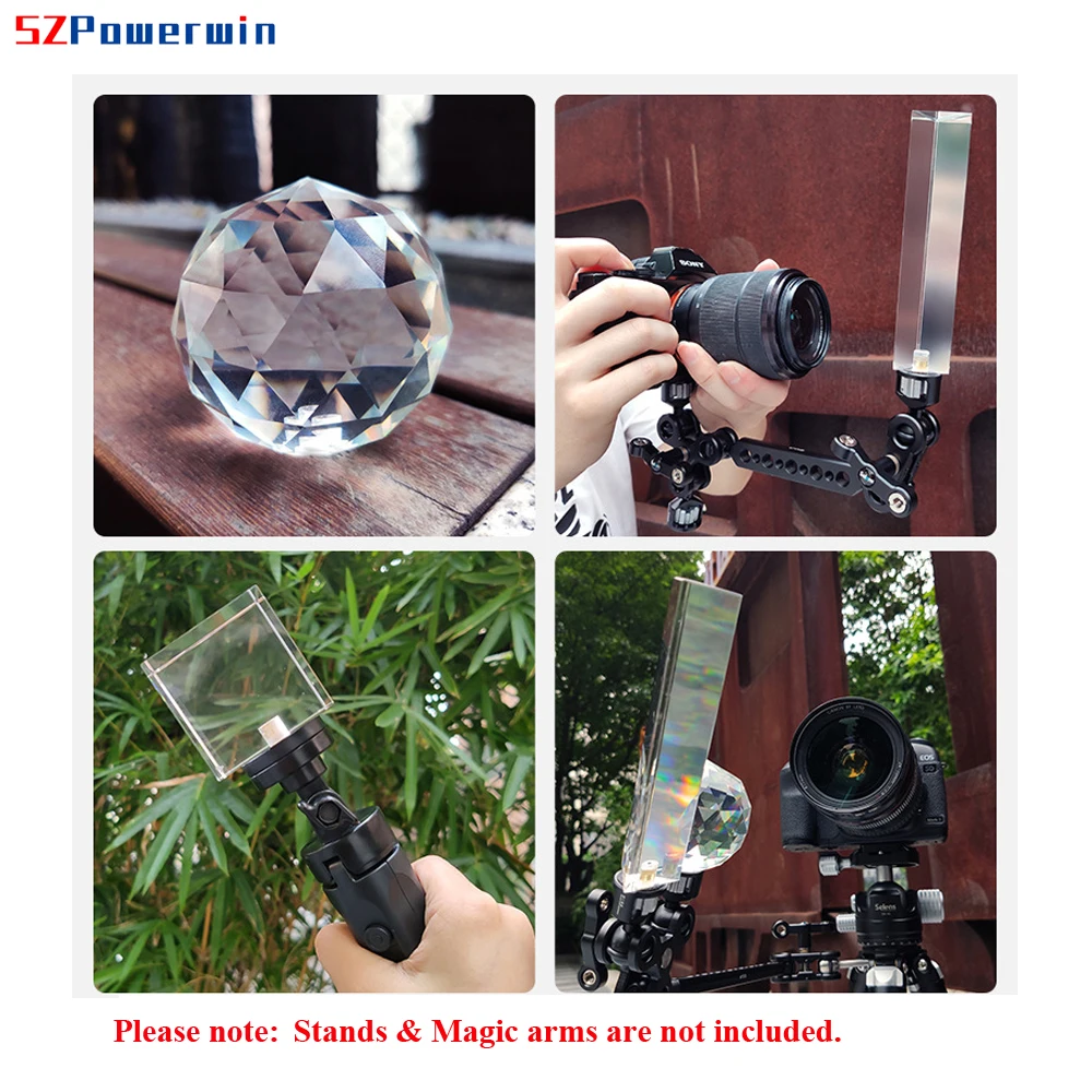 Szpowerwin写真プリズムフィルターdslrsrカメラレンズクリスタルガラスフォトスタジオ1/4ネジアダプターマウントぼかし分割画像