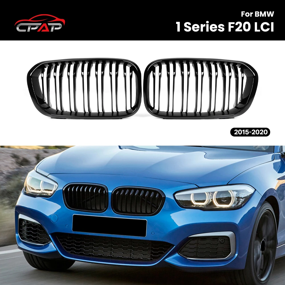 

Front Bumper Kidney Grille Hood Grills Replacement For BMW 1 Series F20 LCI 2015-2020 Double Slat Style