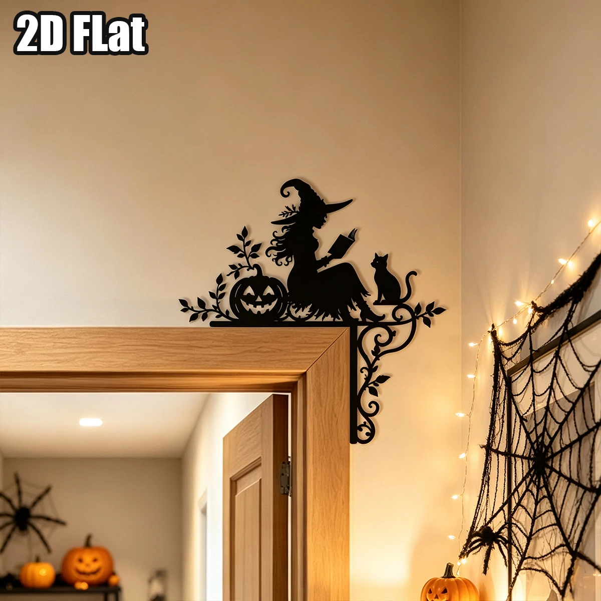 1 pièce d'art mural en métal style pastoral sorcière, décoration d'angle de porte, pour la maison, la chambre, les fêtes de mariage, comme cadeau d'Halloween, de Noël ou d'anniversaire