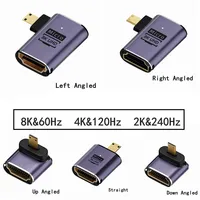 8K 4K HD MI 90 Degree Micro HD Male to HD Female Adapter Up Down Left Right Angle Micro HDMI-compatible Converter for Camera TV