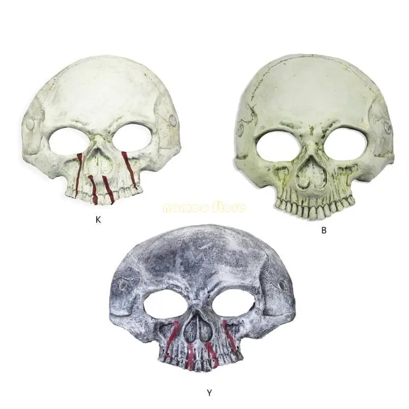 31BF – demi-masque crâne d'halloween, masque squelette moussant en Pu, fête carnaval pâques