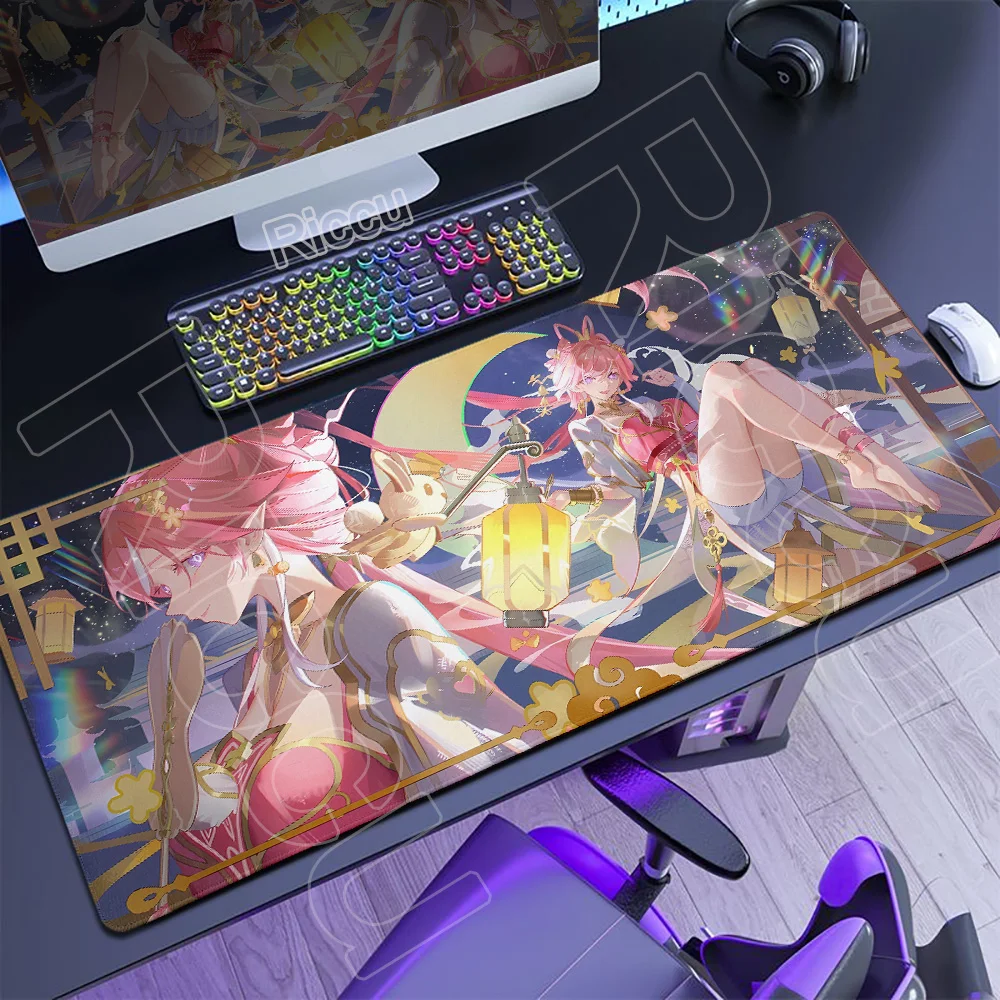 

Cute Pink Anime Game Elysia Mouse Pad Large Honkai Impact 3rd Mousepad Computer Keyboard Pad XXL Gaming PC Accessories Desk Mats