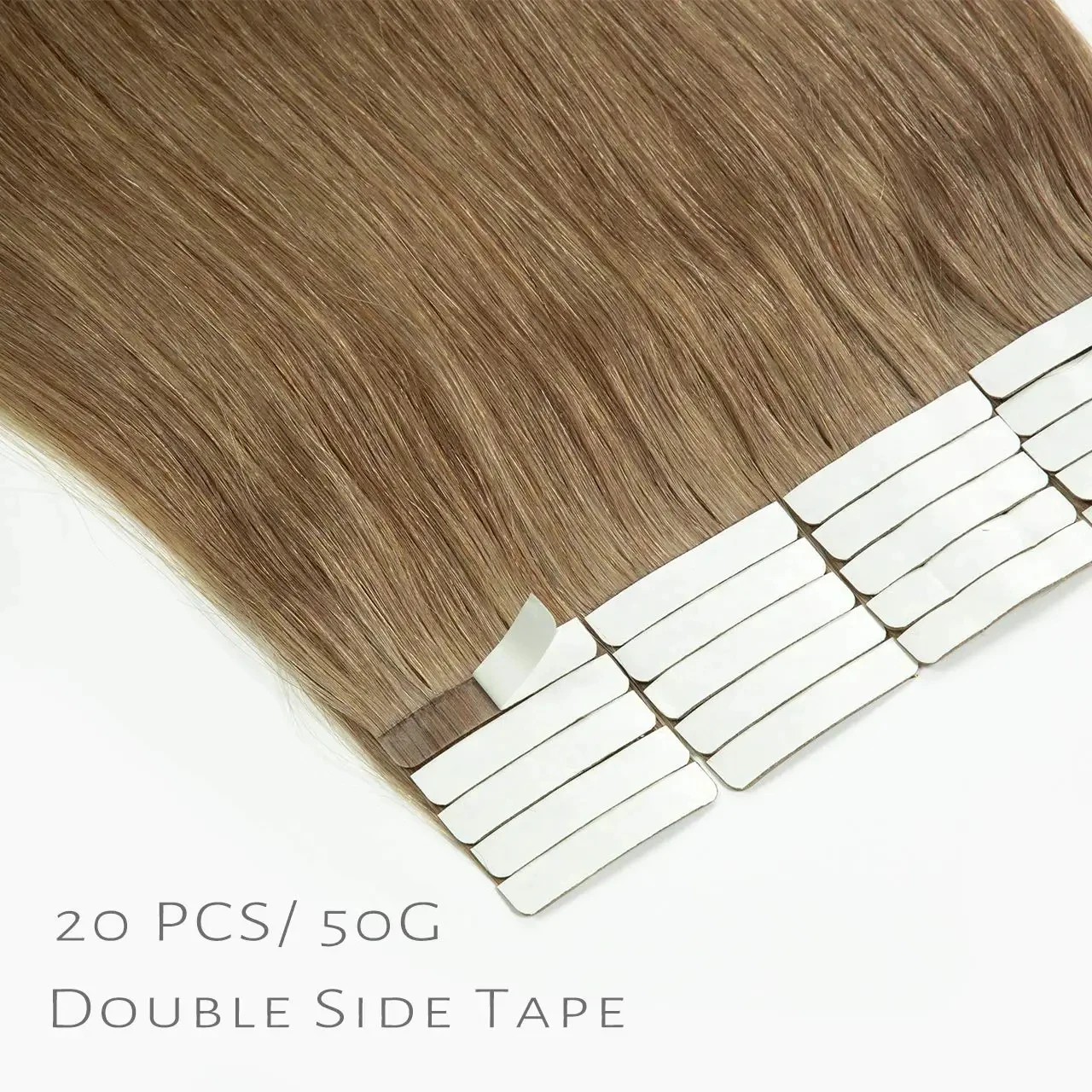 Tape In Human Hair Extensions Medium Brown #6 Silk Straight Seamless Invisible Skin Weft Adhesive Hair Extensions Dark Brown