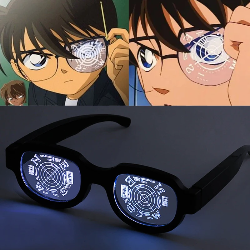 Anime Detective Conan Glasses Light Up LED Eyewear Anime luminous funny glasses giochi di ruolo puntelli per adolescenti regalo di natale per bambini