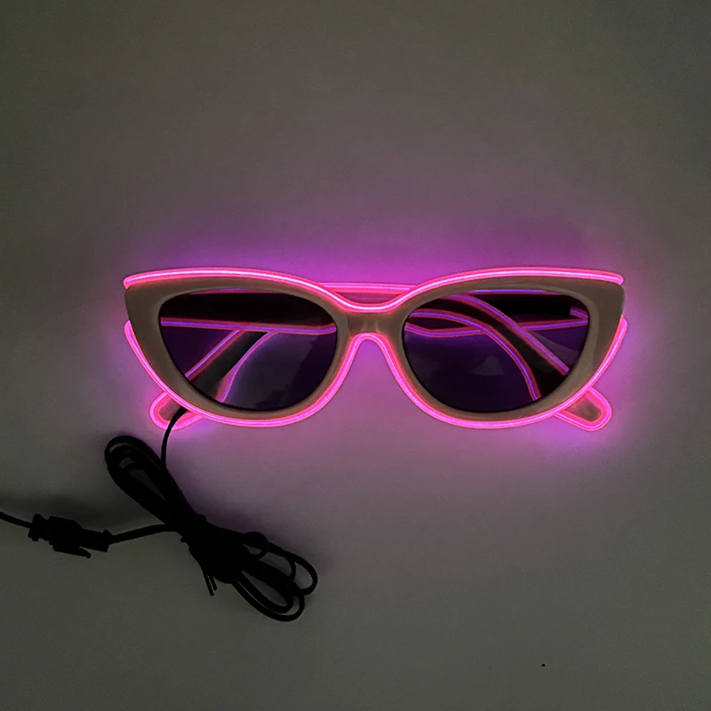 1 pc Pink Neon LED Glasses Costumes Accessory Sunglasses Girls Women Decorative Eyewear Glasses Glow In The Dark Night