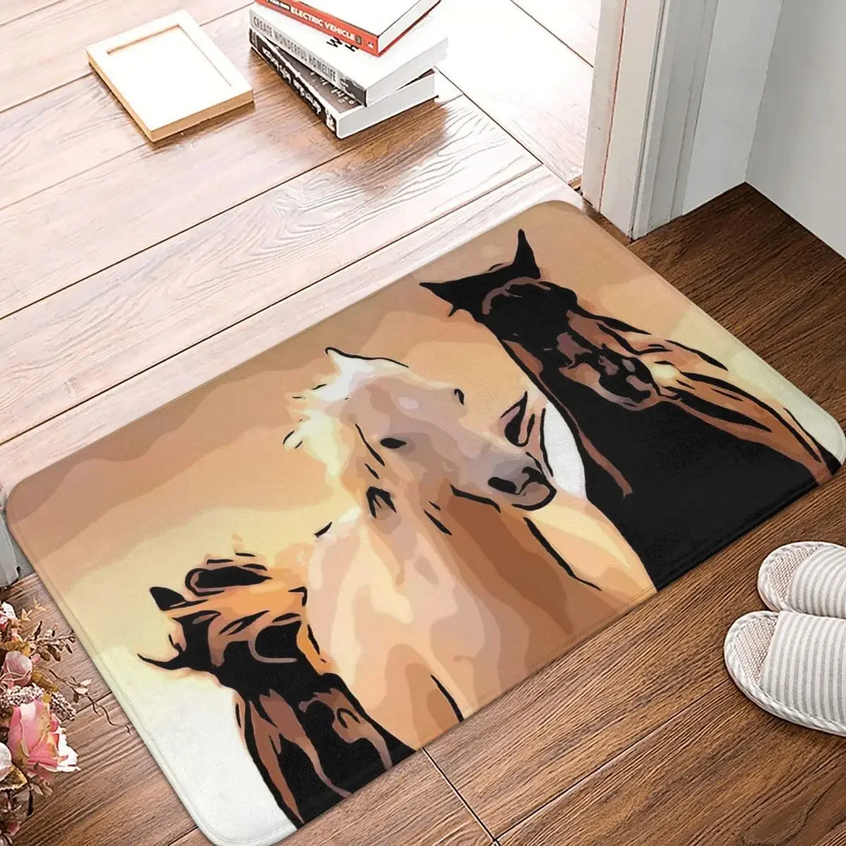 Galloping Horse Running Non-Slip Carpet Abstract Drawing Requested Doormat Bedroom Bathroom Mat Welcome Decor Rug