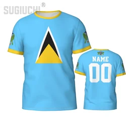 Custom Name Number Saint Lucia Flag Emblem 3D T-shirts For Men Women Tees jersey team Clothes Soccer Football Fans Gift T shirt