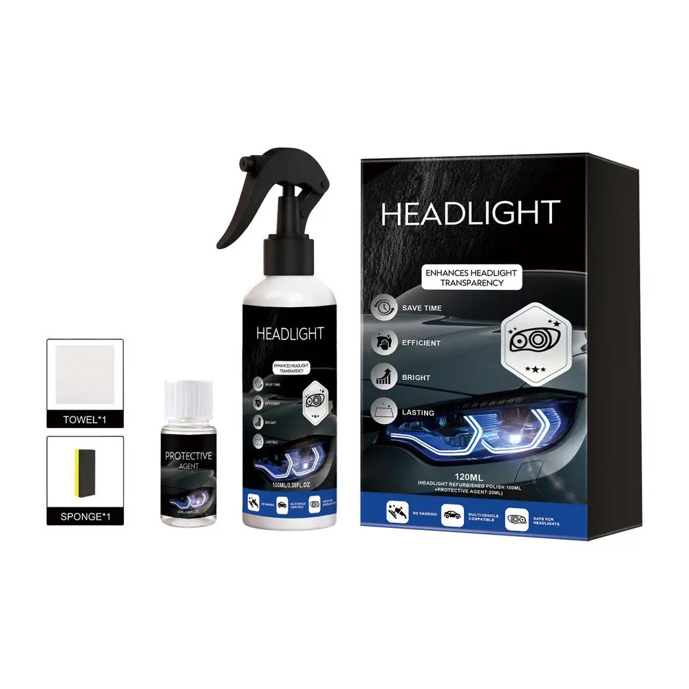 120ML Car Headlight Restoration Kit Headlight Lens Polisher Repair Liquid Clarity Restorer For Front Lamp Refurbishment Fluid
