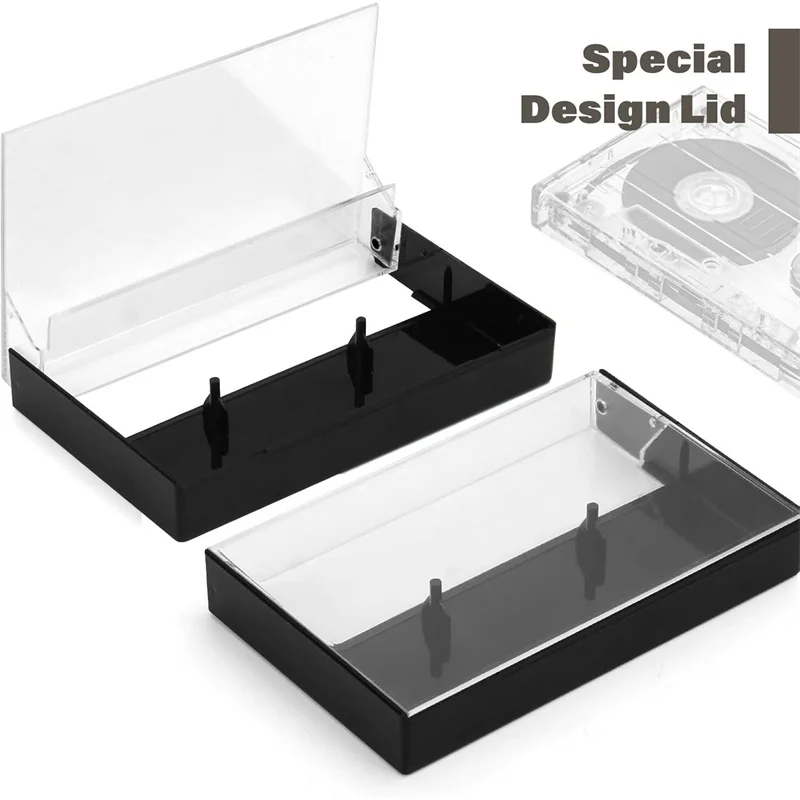 5Pcs Compact Vintage Cassette Tape Box Clear Plastic Storage Case For Audio Cassettes Tape Organizer Dustproof Collection Holder