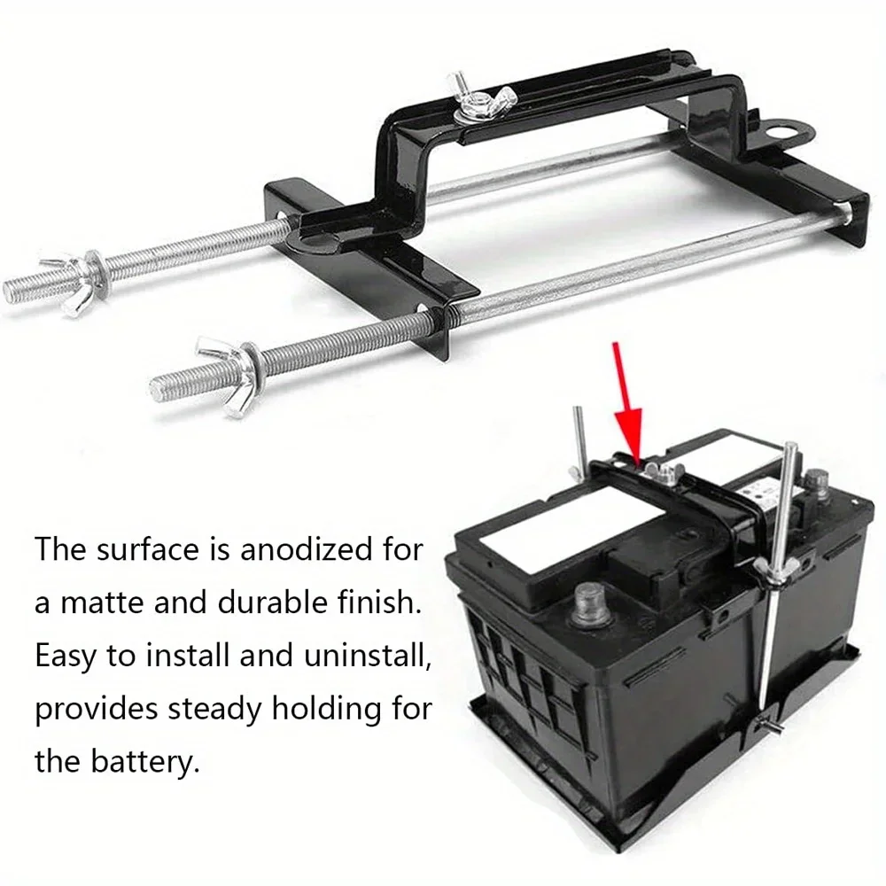 Car Fixed Battery Holder with Hold Down Bolts & Rod Easy to Install Modified Battery Mount Hold Down Bracket for Car view 6