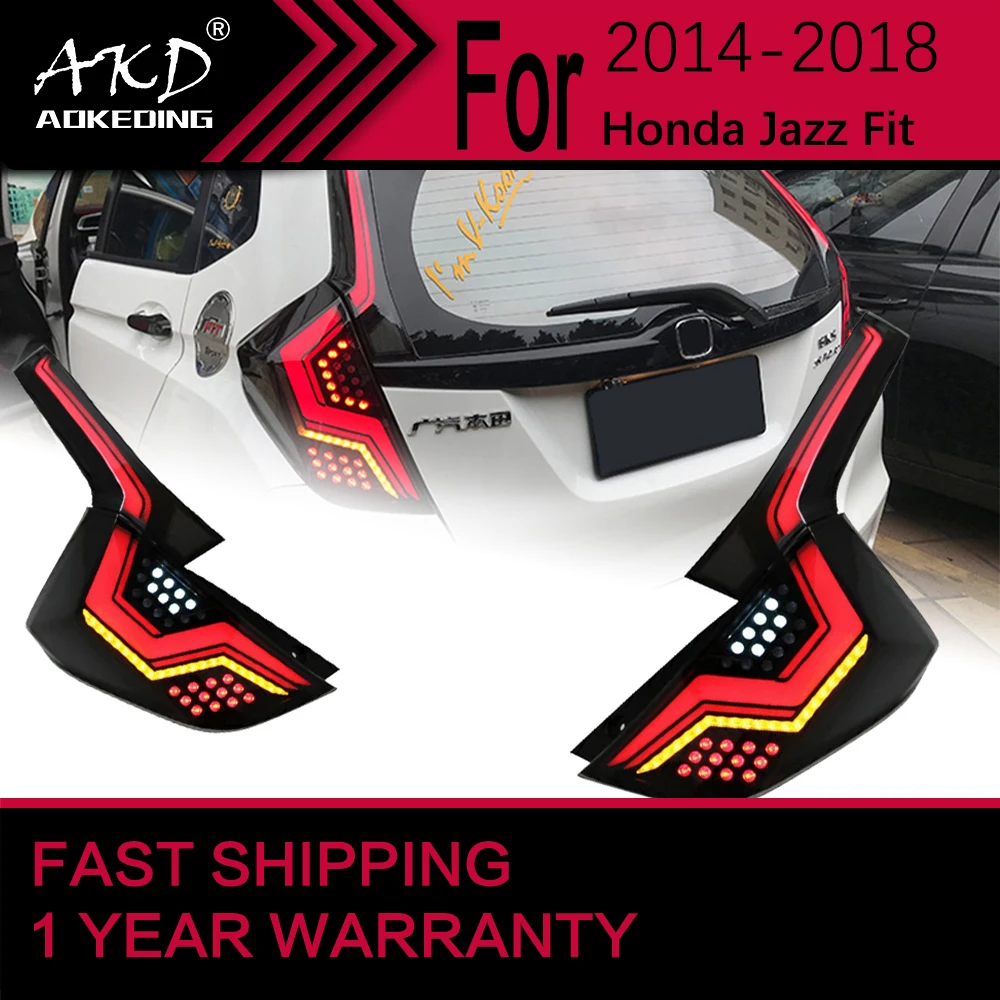 Car Lights for Honda Jazz Fit LED Tail Light 2014-2018 Fit GK5 Rear Stop Lamp Brake Signal DRL Reverse Automotive Accessories