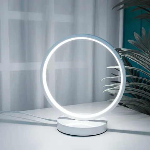 LED Standing Table Lamp Eye Protection Reading Acrylic Metal Wall Light Bedside Decorative Lighting O Type Simple Modern Style