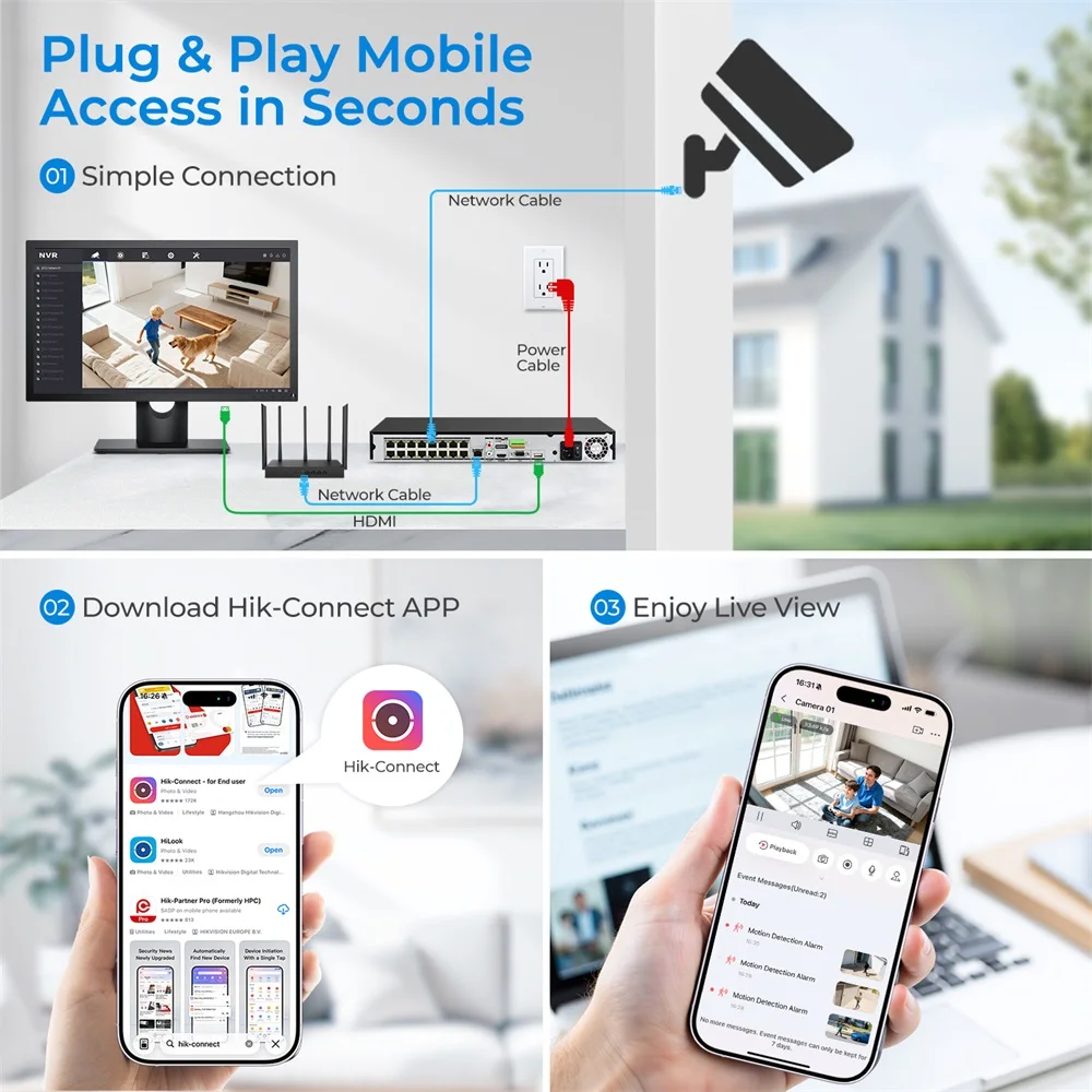 Hikvision DS-7616NXI-K2/16P 16CH AcuSense AI NVR 16 PoE 4K IP Camera Network Video Recorder Smart Remote Surveillance Management