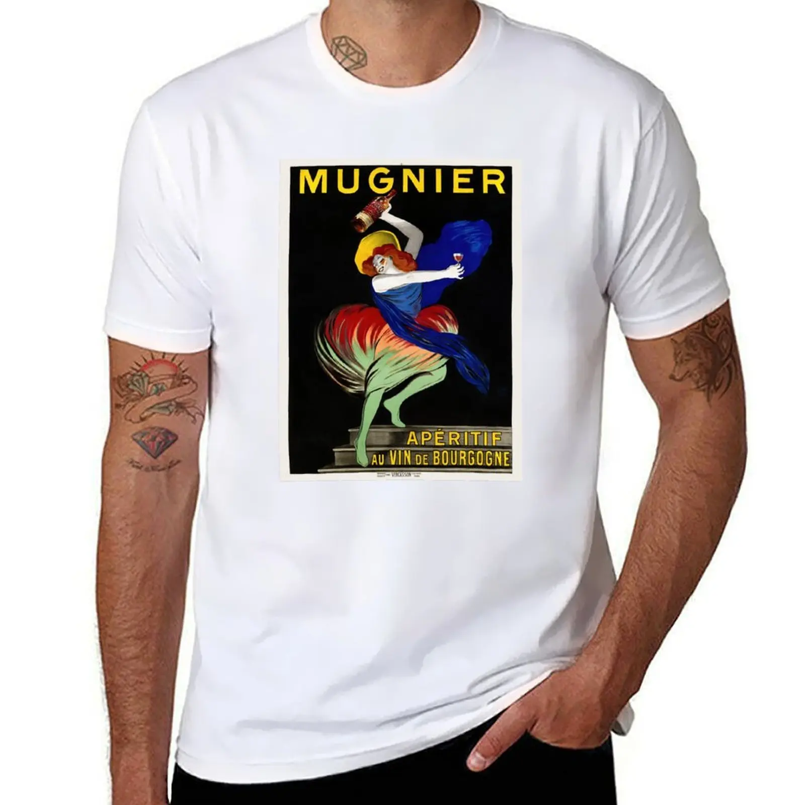 Mugnier Apéritif au vin de Bourgogne Vintage Poster 1912 Camisetas para hombre pack Camiseta de algodón