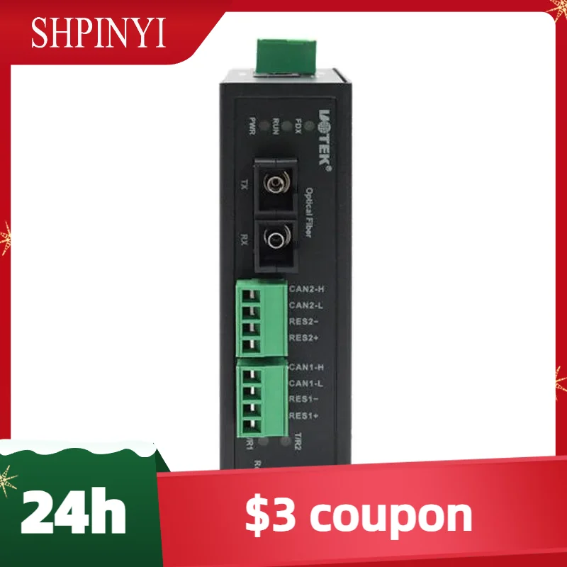 Discount CAN2.0 100M Fiber to 2 port CAN BUS Ethernet Converter High-performance Canbus Adapter UT-6502SM-SC