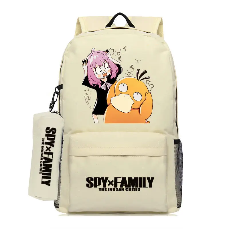 Espía a los dos yuanes mochila de animación tendencia estudiantes masculinos y femeninos mochila escolar fuerte mochila de dibujos animados más bolsa para bolígrafos