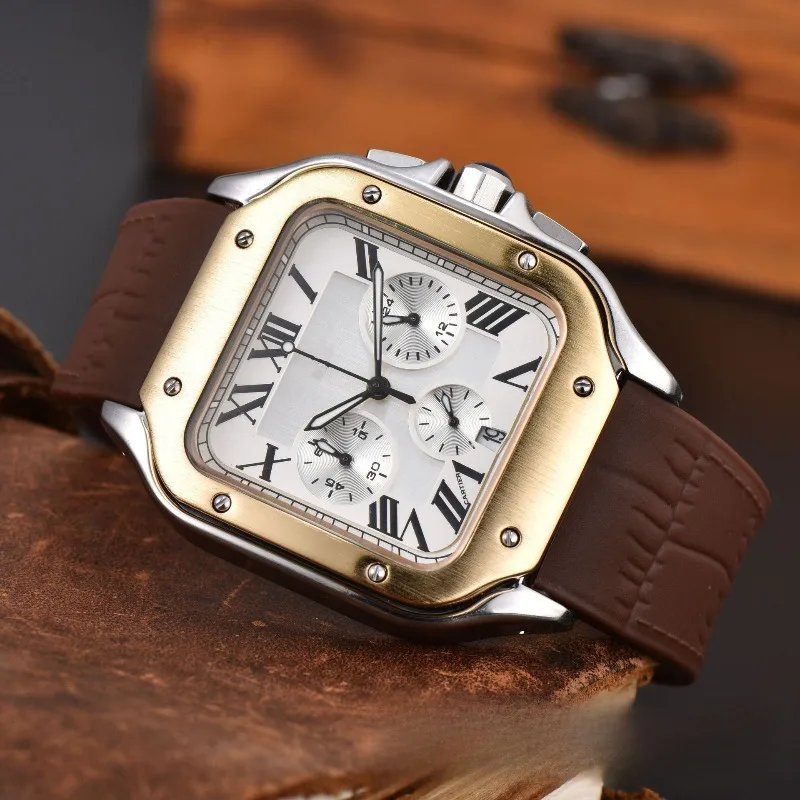 2025 мужские квадратные часы в стиле ретро с календарем из нержавеющей стали, светящиеся водонепроницаемые деловые повседневные кварцевые часы для мужчин, бесплатно