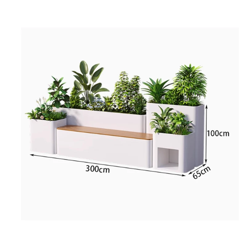 

Custom Stainless Steel Flower Box Bench Combination For Outdoor Rectangular Flower Trough For Shopping Mall Courtyard Balcony