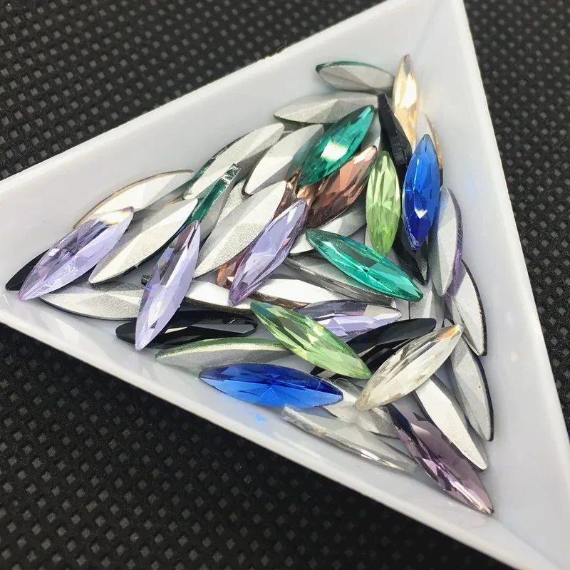 4x15mm Navette Glass Crystal Pointback Color Rhinestone Horse Eye Strass Stones clothing crafts Jewelry Making