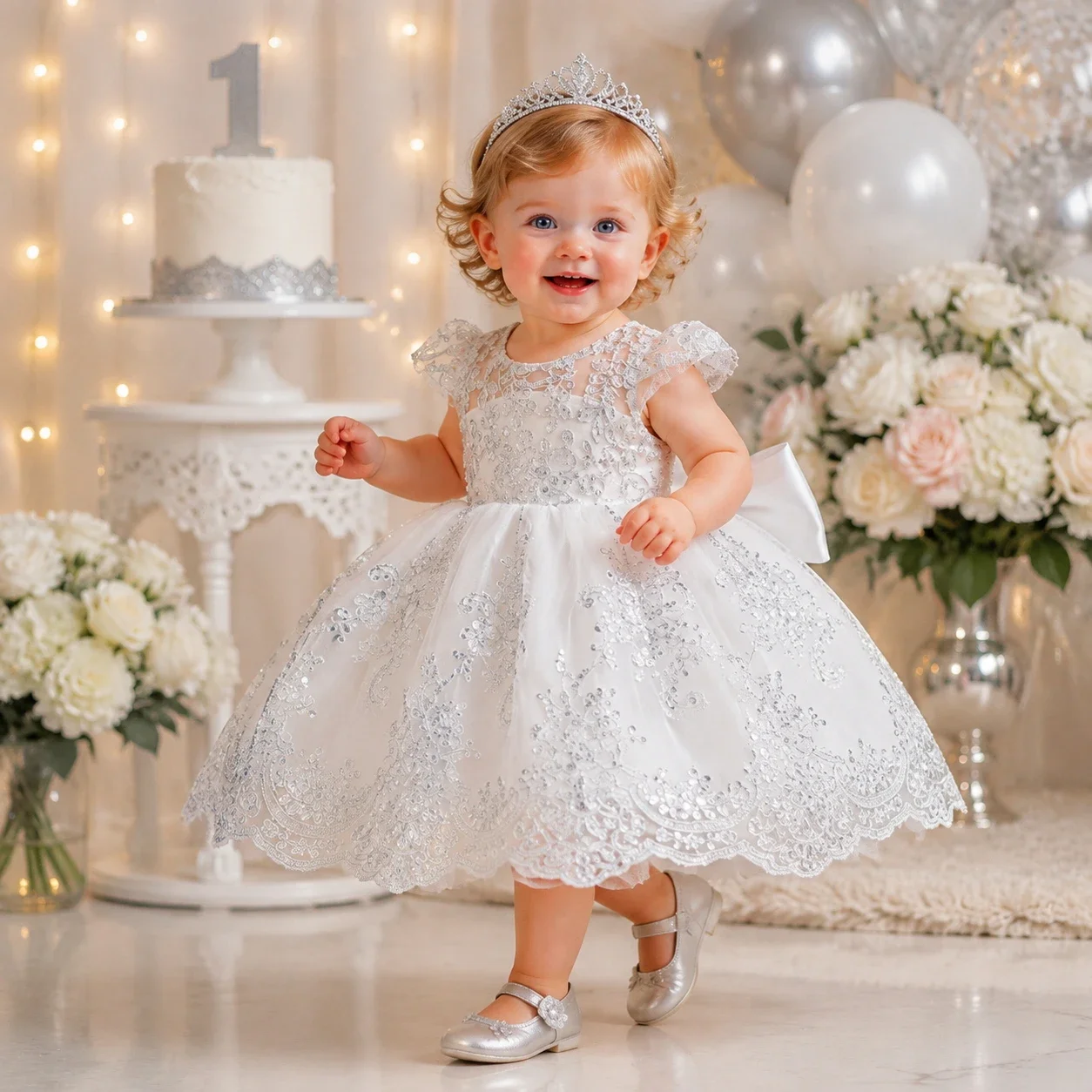 Custom light luxury dress women wedding guest gown girls wedding gown birthday party pageant cap sleeve lace bow tulle gown