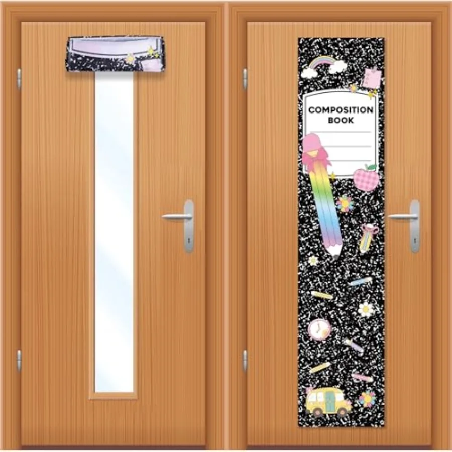 

2Pcs Composition Notebook Classroom Decor Door Window Curtains Notebook Classroom Door Curtain Decoration Blackout Lockdown Win