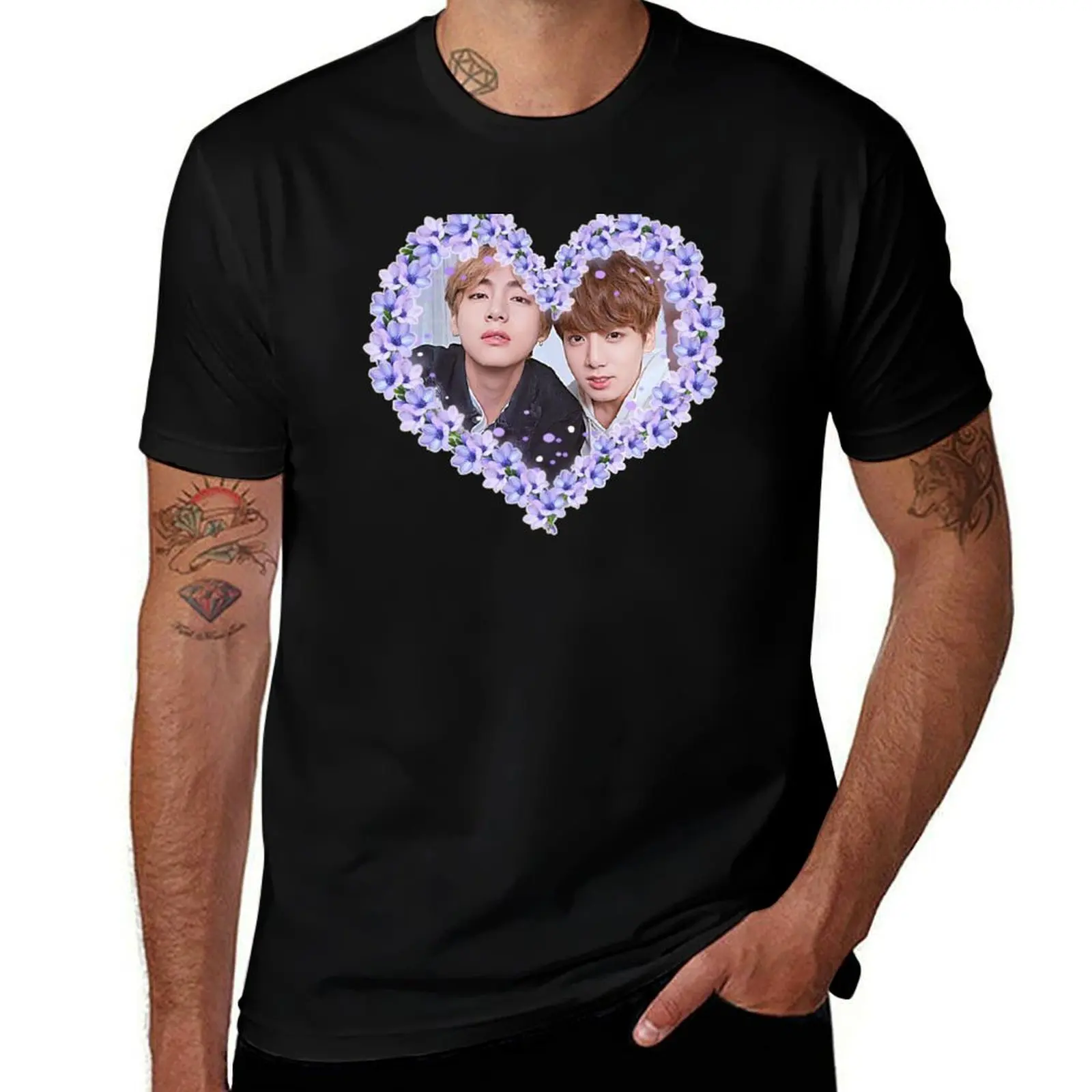 spring purple vkook T-Shirt Personalized t-shirt clothes anime tshirt T-shirts man plain t shirts men