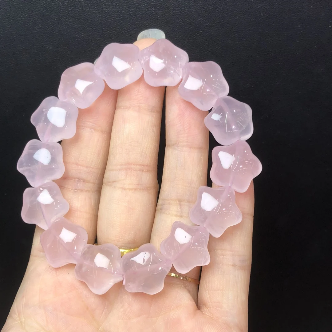 

1 Pc Natural Rose Quartz Star Bracelet Star Beads Reiki Healing Stone Fashion Jewelry Gift For Women Men