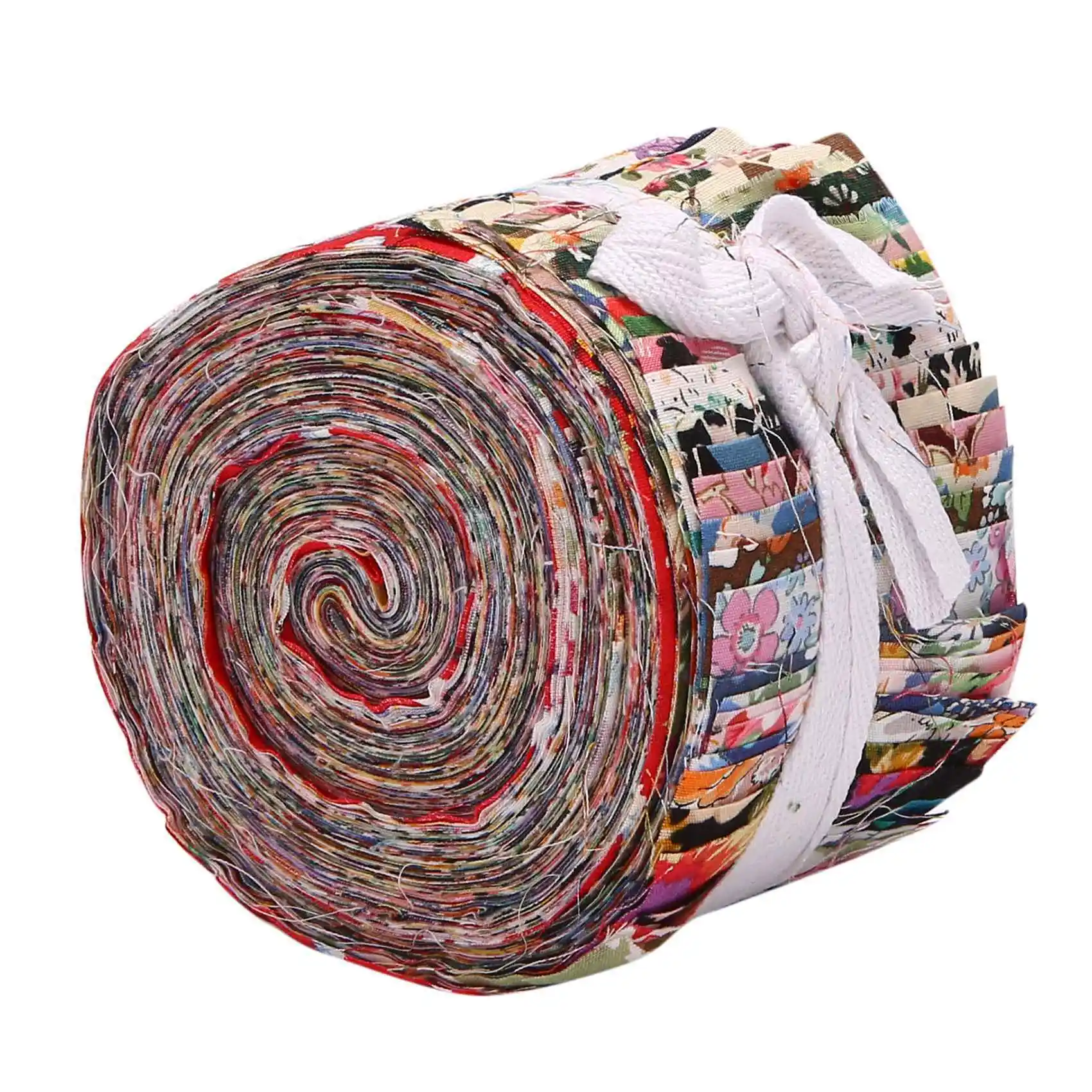 Stable- 2X Fabric Strips Roll Jelly Fabric Bundles Fabric Quilting Strips Roll Up Flower Precut Patchwork with Assorted Patterns