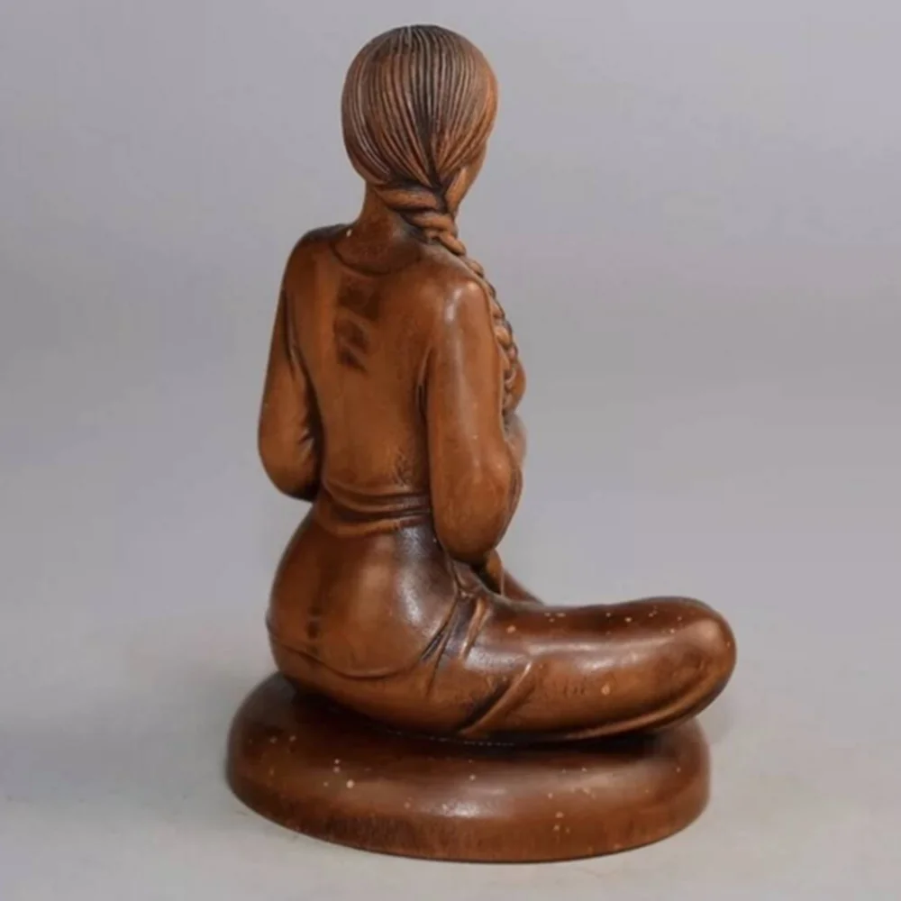 JW222 - 10CM Pretty Lady Girl Boxwood Sculpture People Figurine Decoration Craft Gift Miniatur Ornaments