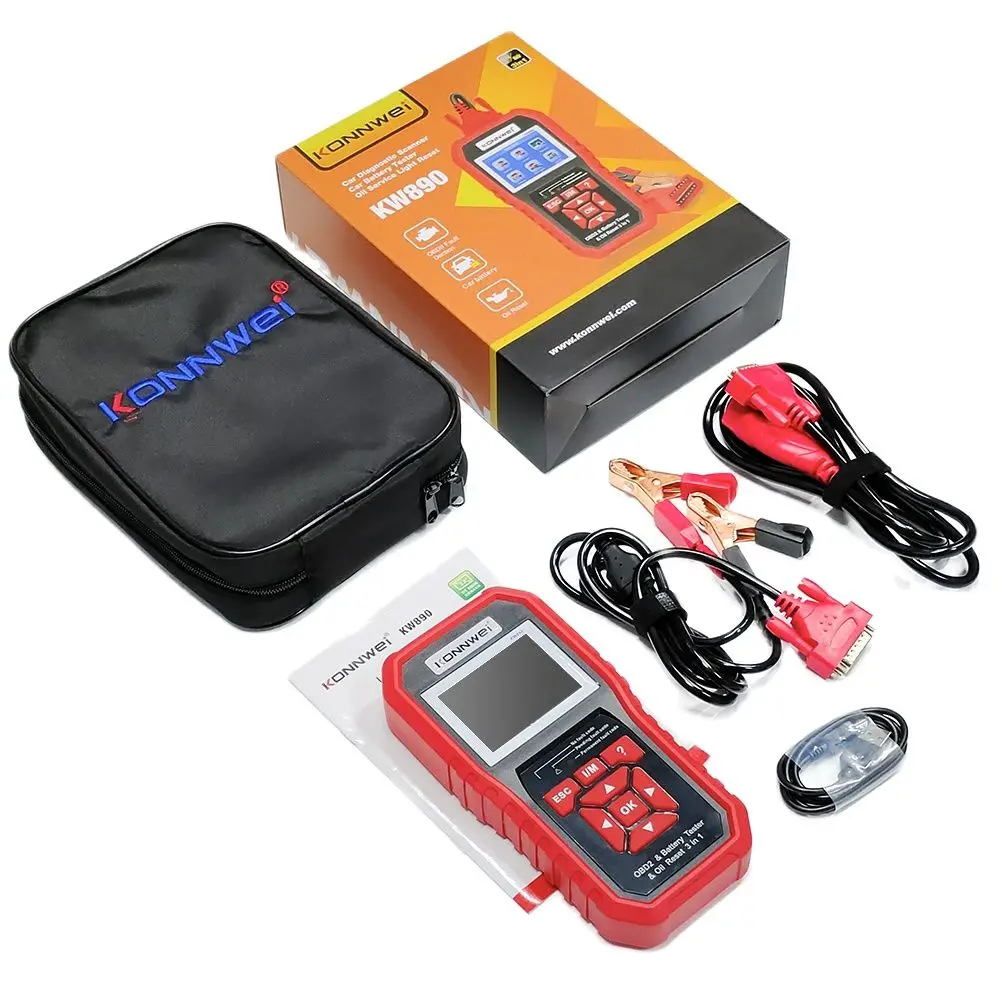 KW890 Konwei Automotive Scanner OBD2 Professional Battery Tester Oil Reset Diagnostic Tool 3-in-1 Automotive Code Reader