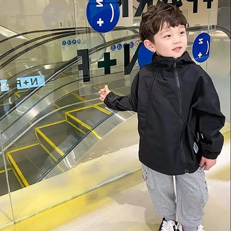 Boys' Autumn Children's Jacket 2025 Middle and Large Children's Baby's Double Zipper Windbreaker Trend Clothing