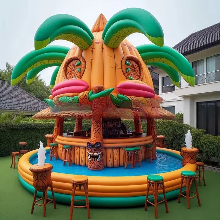 Backyard Commercial Inflatables Multi-person Leisure Sofa Lounger Row Floating Inflatable bar Pool with Seats