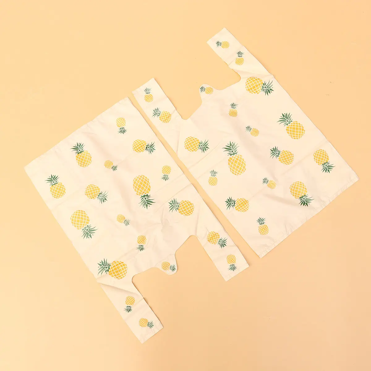 50Pcs Plastic Bags Pineapple Printed Reusable Grocery Shopping Fruit Vegetable Storage Pouch Lightweight Portable Daily