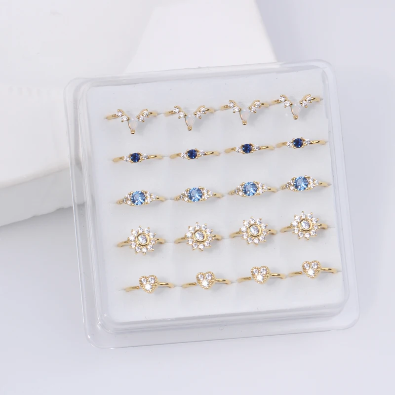 

20 PCS Colored Crystal Zircon Nose Rings for Women Girl Nose Piercing Bendable Nostril 18K Gold Plated Nose Hoop Rings Ear