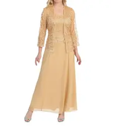 New Fashion Lace Cardigan Chiffon Long Sleeve Slim Fit Solid Color Dress Set For Women,5 Colors