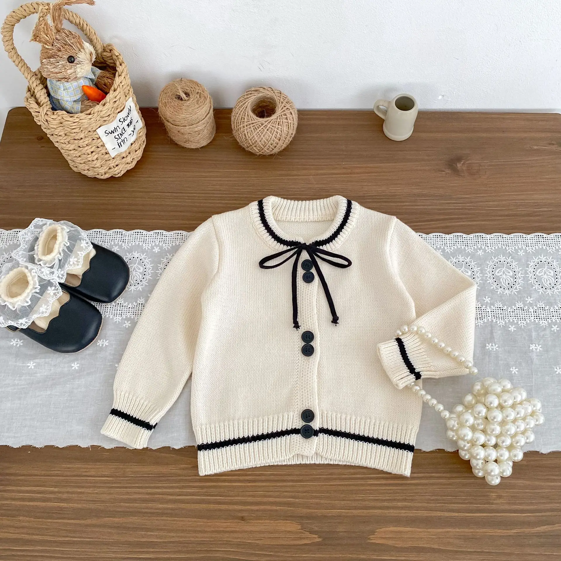 2025 Autumn New Baby Girl Long Sleeve Knit Coat Kids Girls Solid Sweater Jacket Infant Cotton Knitted Cardigan Children Clothes