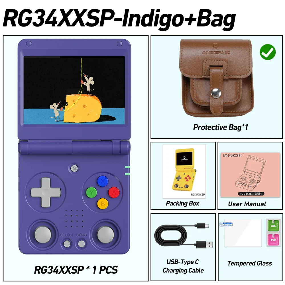 Anbernic RG34XXSP Retro Handheld Game Console Foldable 3.4 Inch
