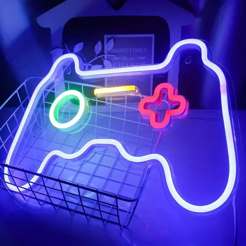 1pcs Gamepad Neon Sign for Gamer Room Wall Home Decoration Custom Acrylic Board Blue LED Night Light Playstation Lamp Cool Gifts