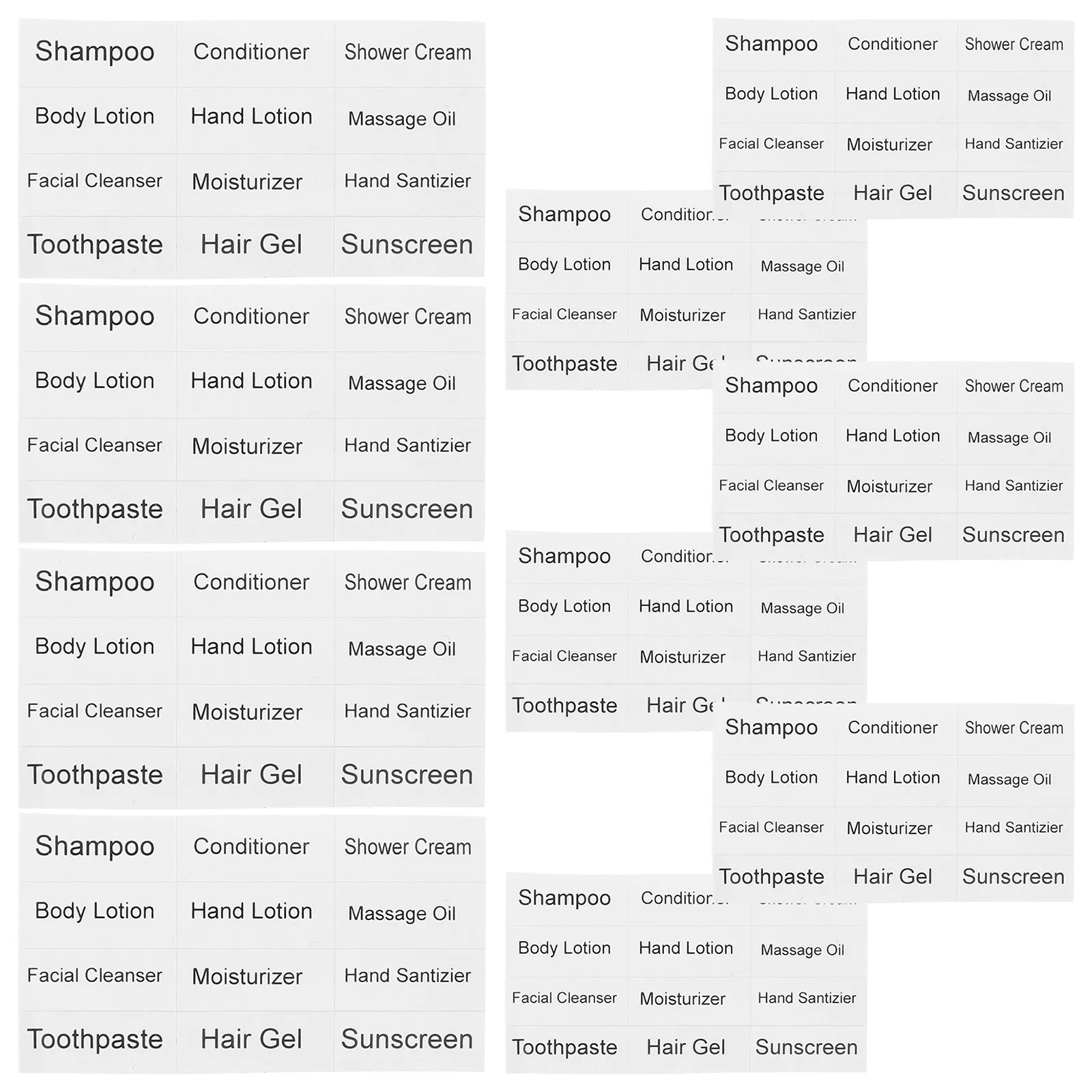 

10 листов этикеток для косметики: наклейки для флаконов, дорожных наборов, организации ухода за кожей, стикеры для диспенсеров косметики