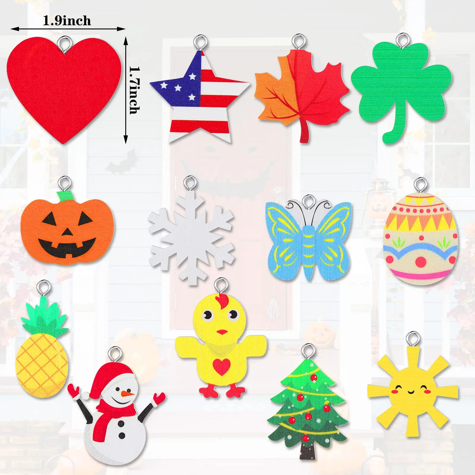 Interchangeable Seasonal Welcome Sign for Front Door, Black Farmhouse Welcome Wooden Sign with 15 Holiday Icons, Halloween Decor, Rustic Porch Wall Hanging for Spring Summer Fall Winter