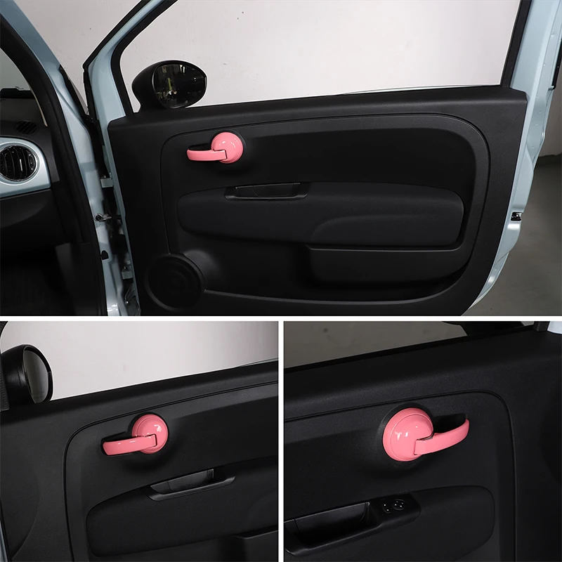 

for Fiat 500 2010-2024 Interior Car Accessories ABS Carbon Fiber Car Inside Handle Panel Frame Cover Trim Sticker