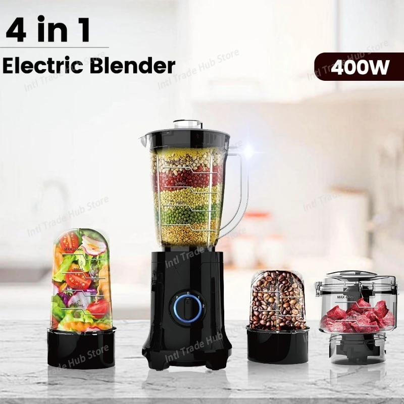 

Профессиональный блендер, 400 Вт, соковыжималка 4-в-1, лезвие из нержавеющей стали, мясорубка для дробления льда и замороженных фруктов, настольный блендер