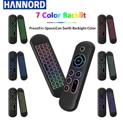 Hannord M5 BT5.2 Telecomando Tastiera Bluetooth 2.4G Wireless Air Mouse Giroscopio 7 Colori Retroilluminazione per PC Laptop Android TV